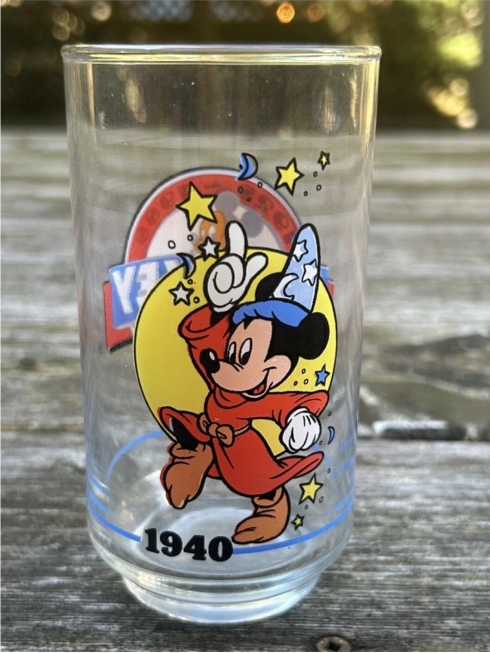 Disney Fantasia Mickey 1940 Clear Glass